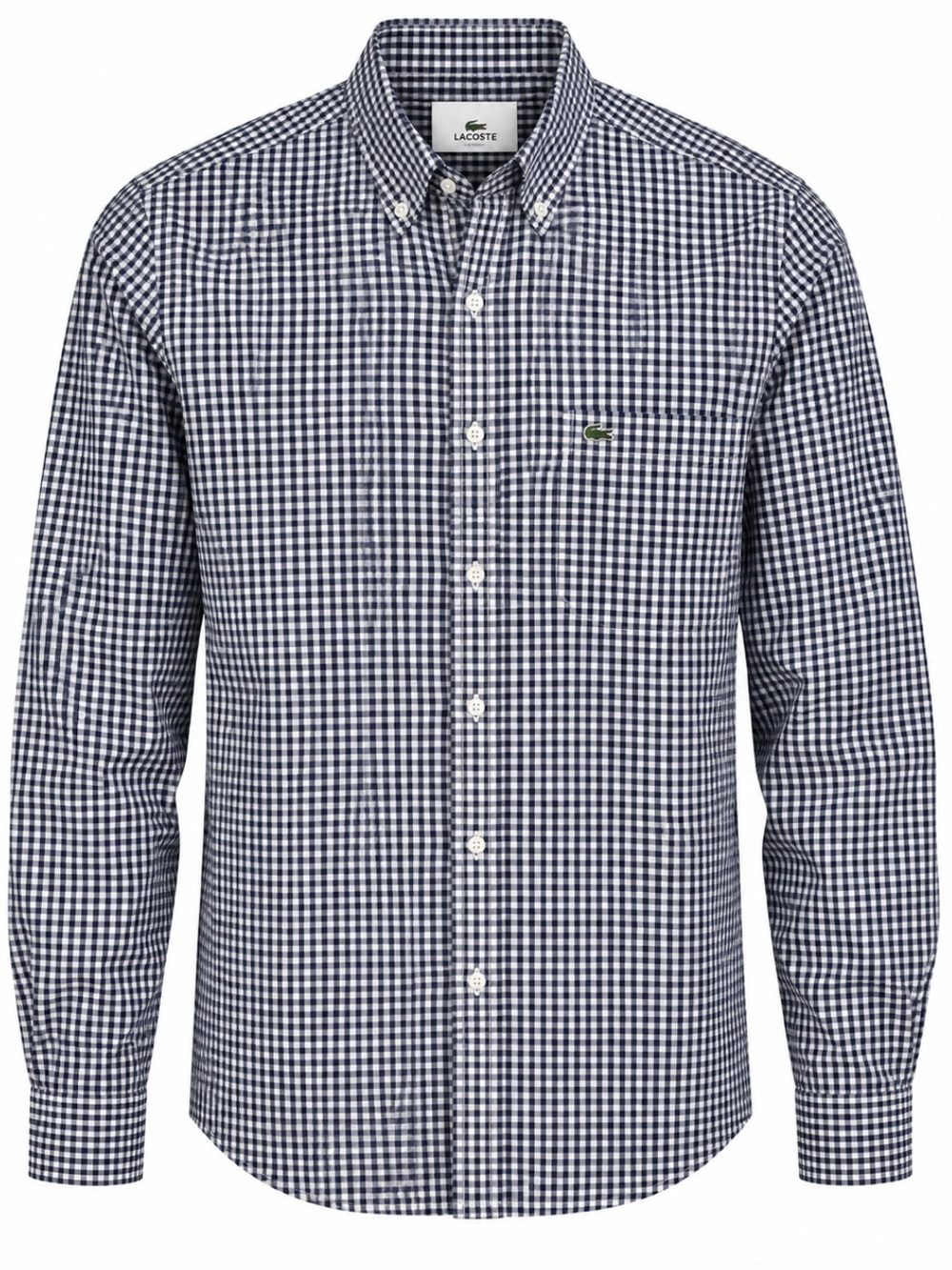 Lacoste Men’s Black and White Gingham Button-Down Shirt